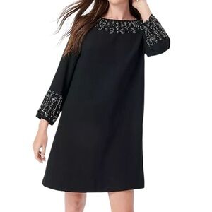JCrew Embellished Black Shift Dress